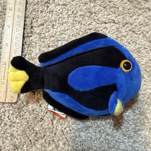 ADVENTURE PLANET Mighty Mights Blue Yellow Tang Plush Fish Stuffed Toy 3.5"